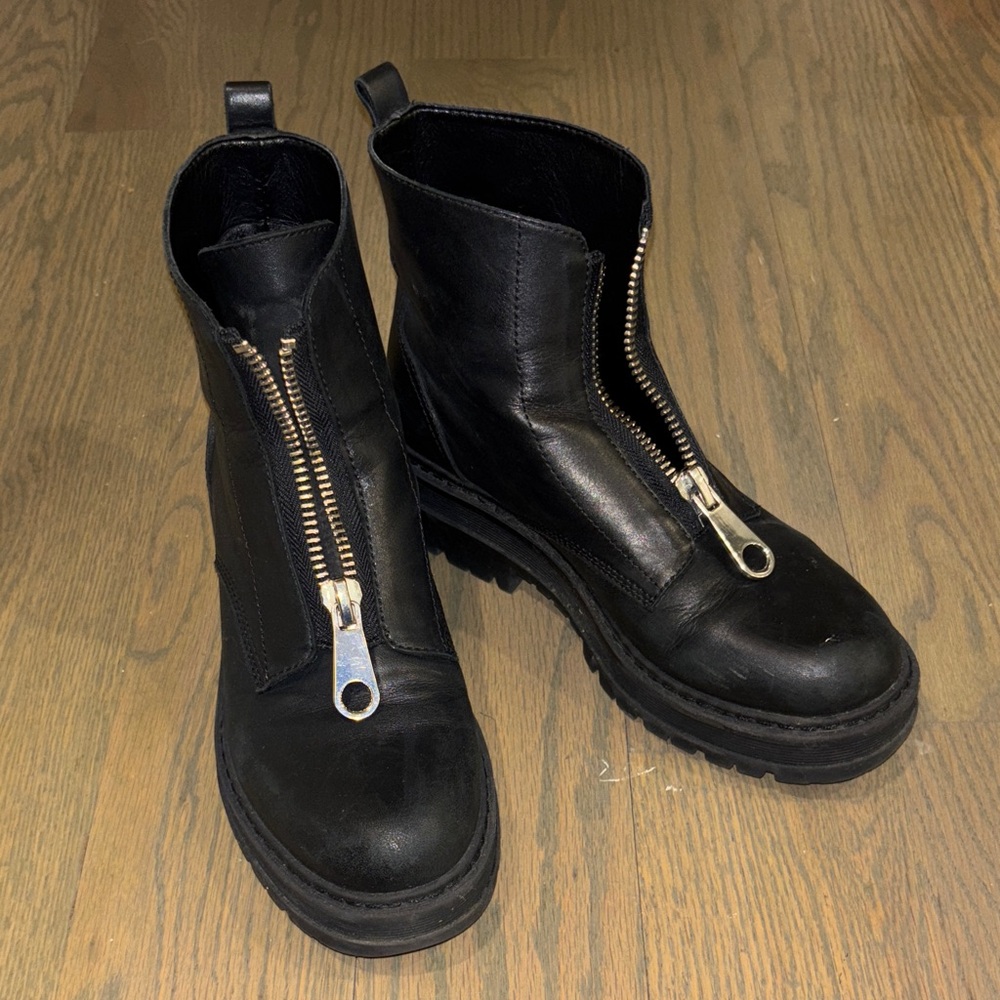 Marc Fisher Black Ankle Boots with Silver Zipper
